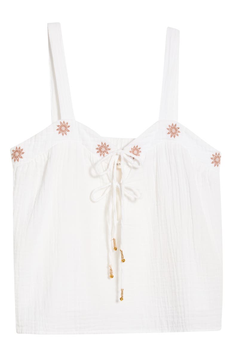 Elan Tie Front Cotton Gauze Top, Alternate, color, White