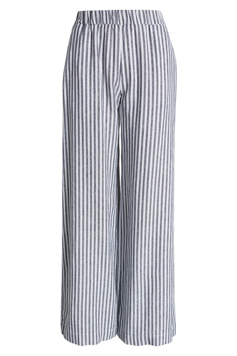 Stripe Wide Leg Linen Blend Pants, Alternate, color, NAVY- WHITE BRIANNE STRIPE