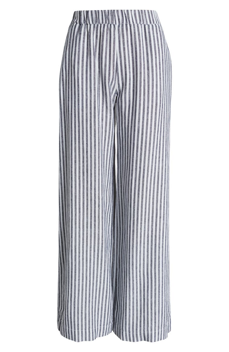 Caslon<sup>®</sup> Stripe Wide Leg Linen Blend Pants, Alternate, color, 