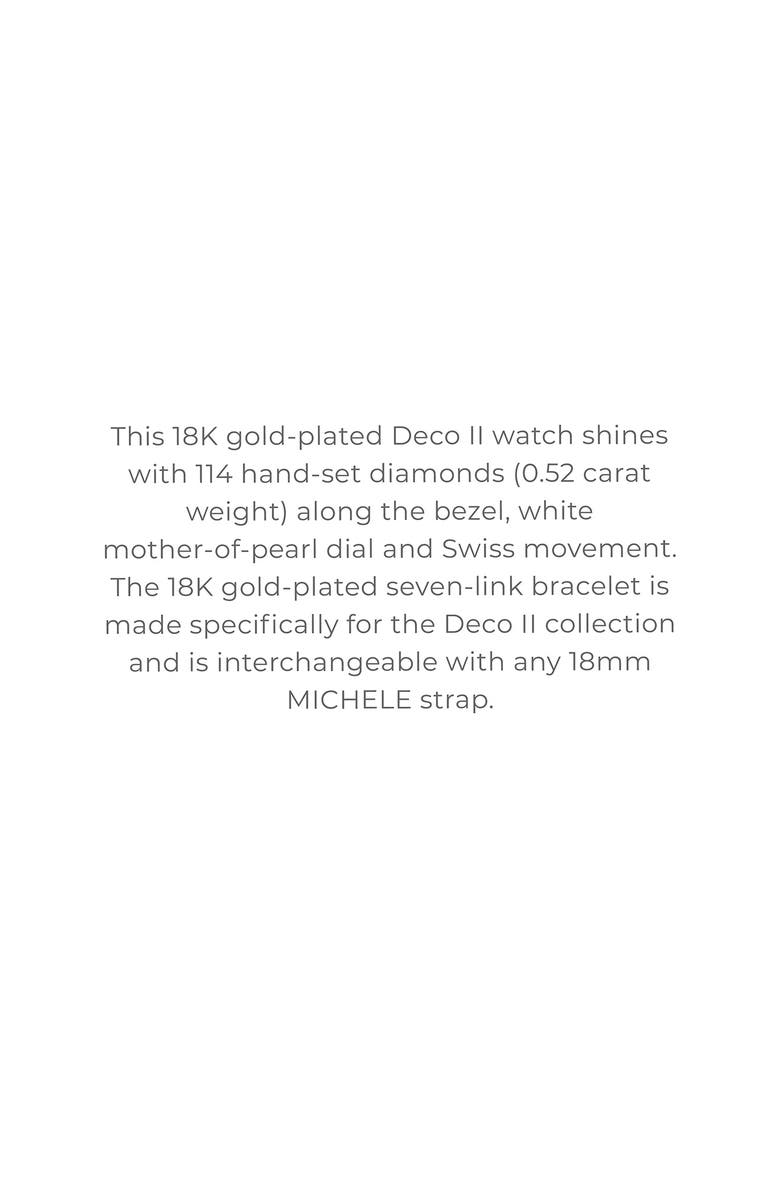 MICHELE Deco II Diamond Bracelet Watch, 29mm - 0.52ct., Alternate, color, Gold