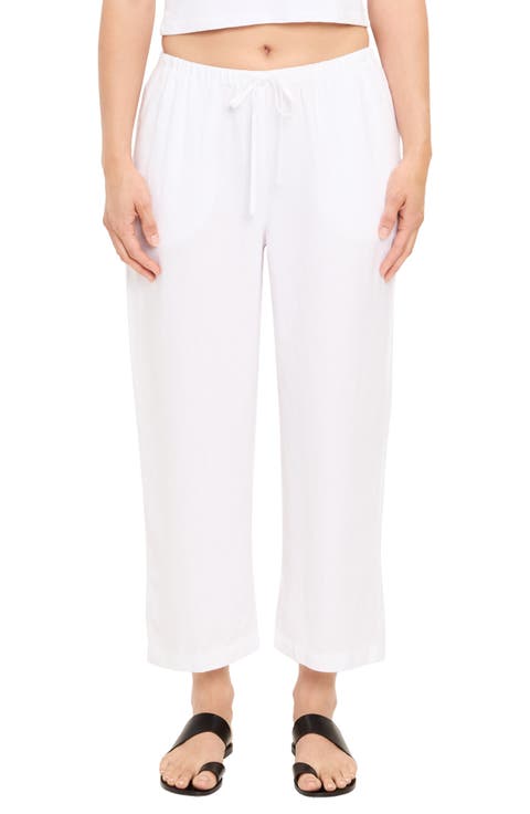 Tali Linen Blend Wide Leg Drawstring Pants