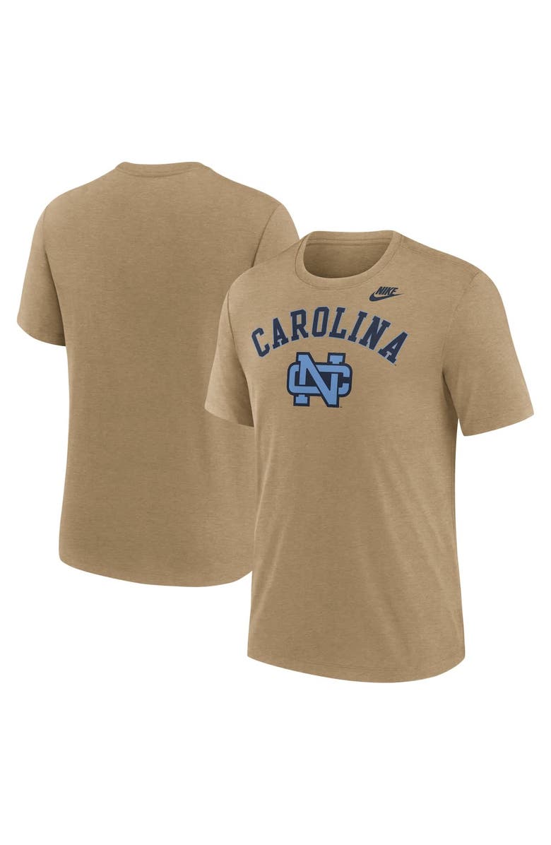 Nike Men's Nike Heather Light Brown North Carolina Tar Heels Legacy Arch Tri-Blend T-Shirt, Alternate, color, Light Brown