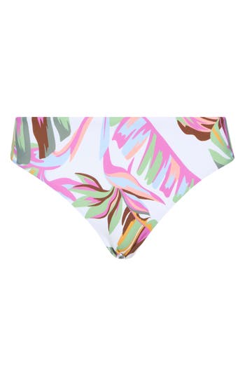 Shop Roxy 'v' Cheeky Bikini Bottoms In White Multi
