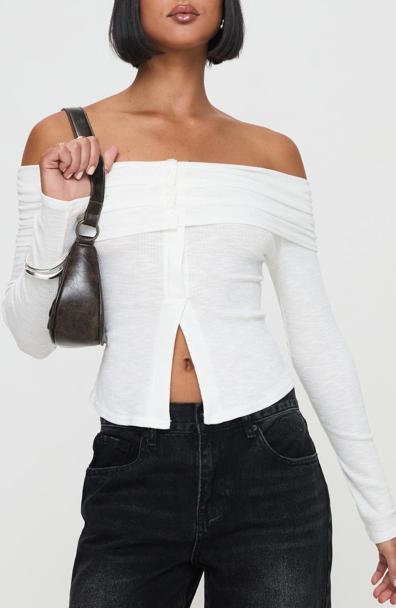 Princess Polly Victorea Off the Shoulder Top, Main, color, White