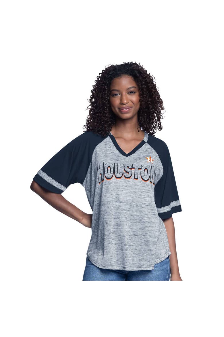 Women's G-III 4Her by Carl Banks  Navy Houston Astros Hall of Fame Raglan Oversized Half-Sleeve V-Neck Top, Main, color, Navy