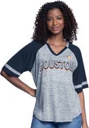 G-III 4HER BY CARL BANKS Women's G-III 4Her by Carl Banks Navy Houston Astros Hall of Fame Raglan Oversized Half-Sleeve V-Neck Top