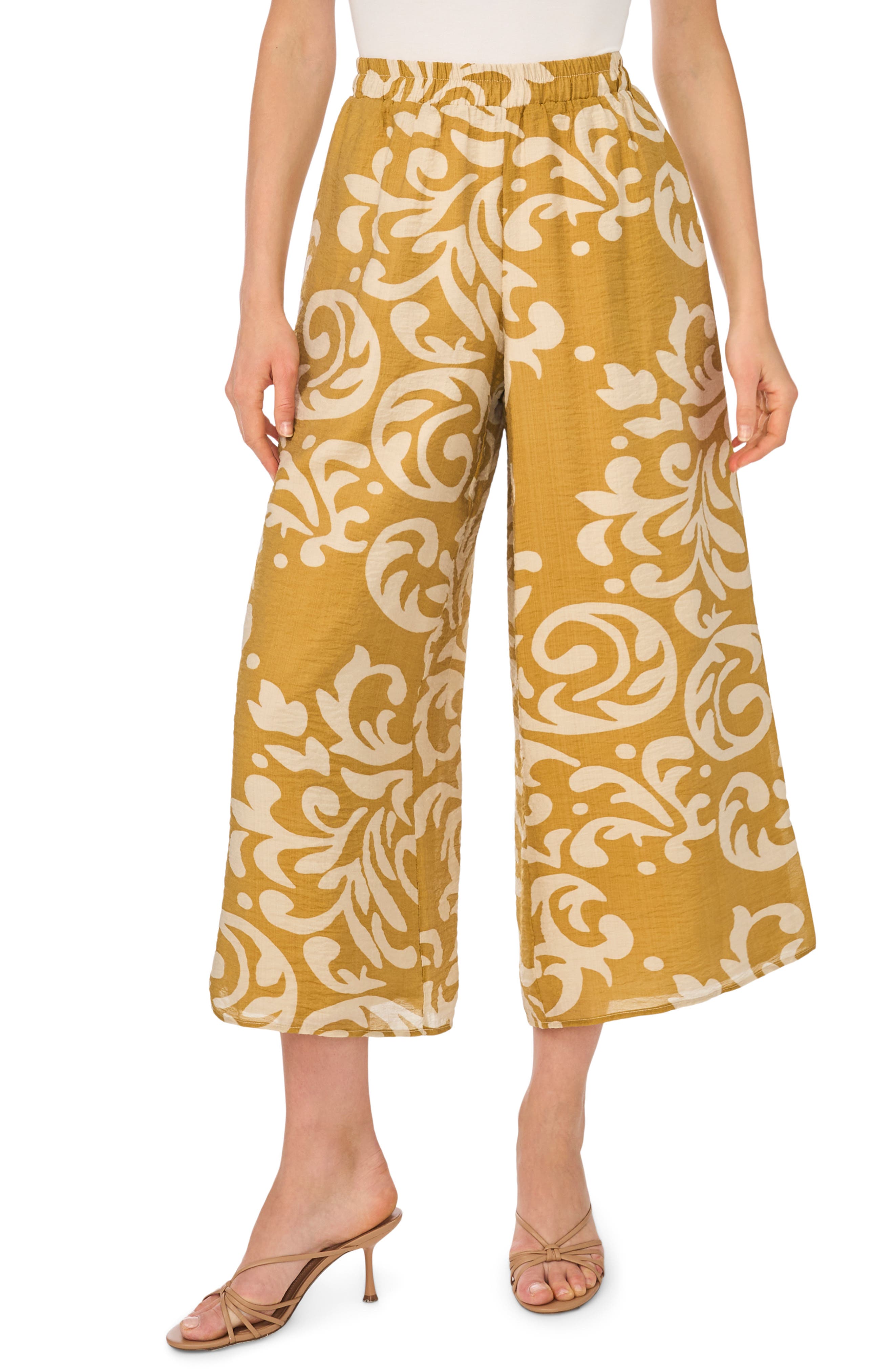 Halogen® Print Wide Leg Crop Pants