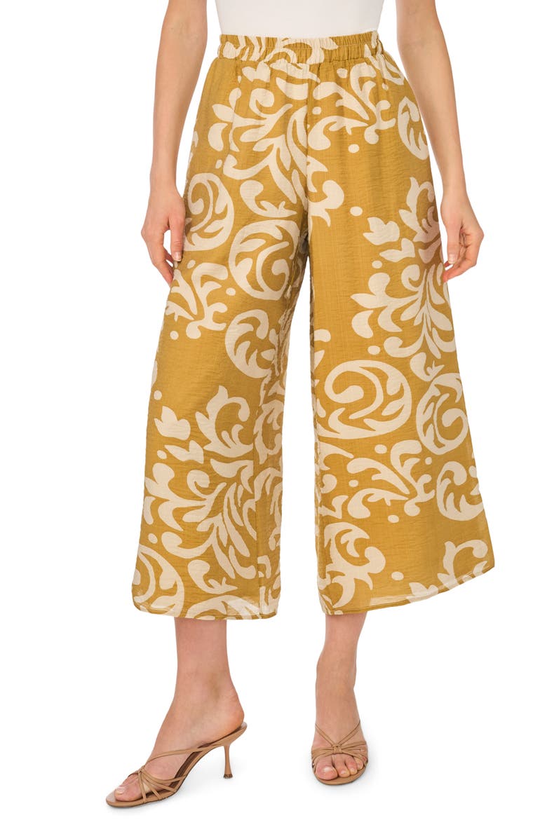 Print Wide Leg Crop Pants, Main, color, POTTING SOIL BATIK