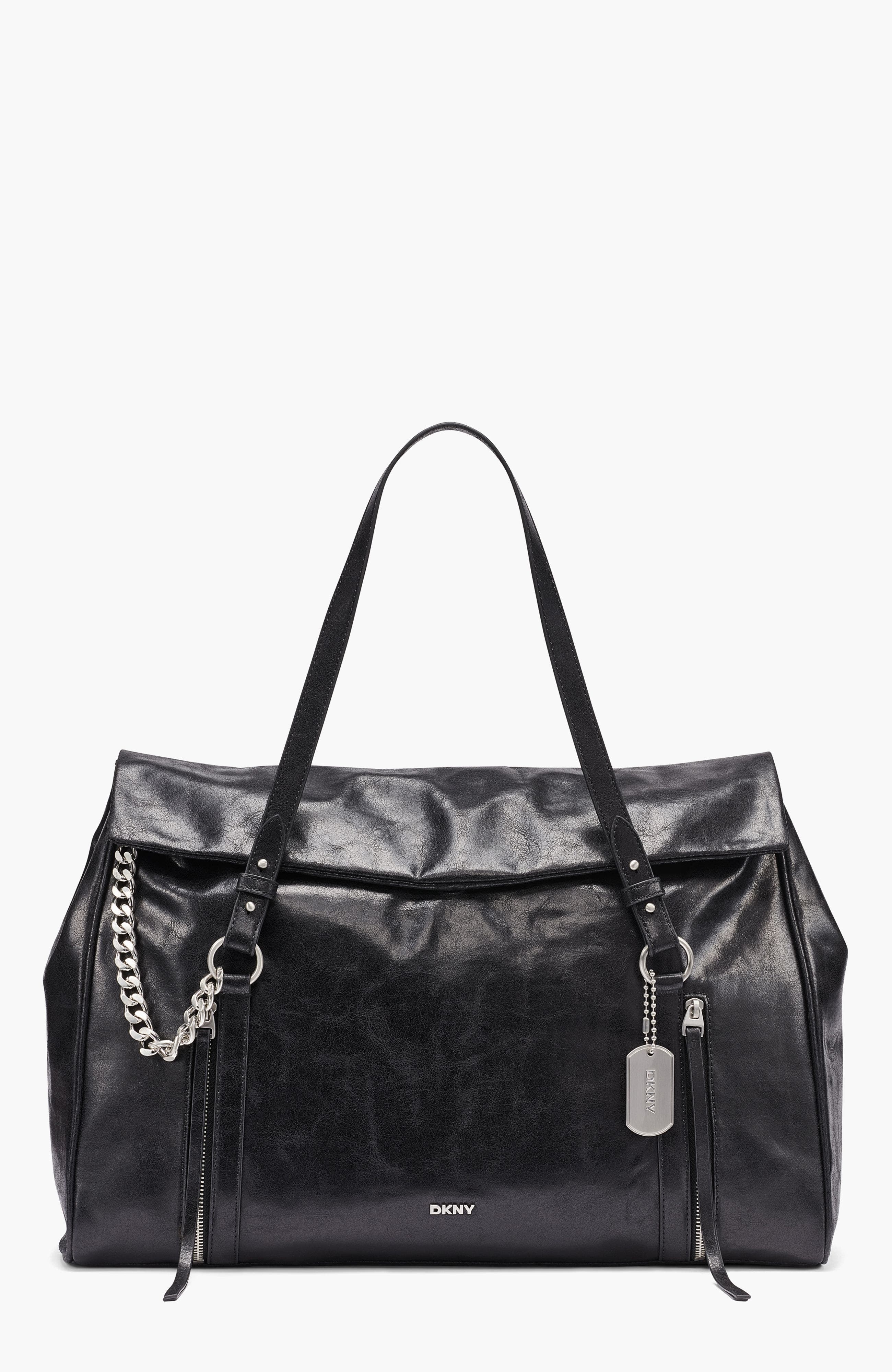 Skye Large Satchel, Main, color, Black/Silver