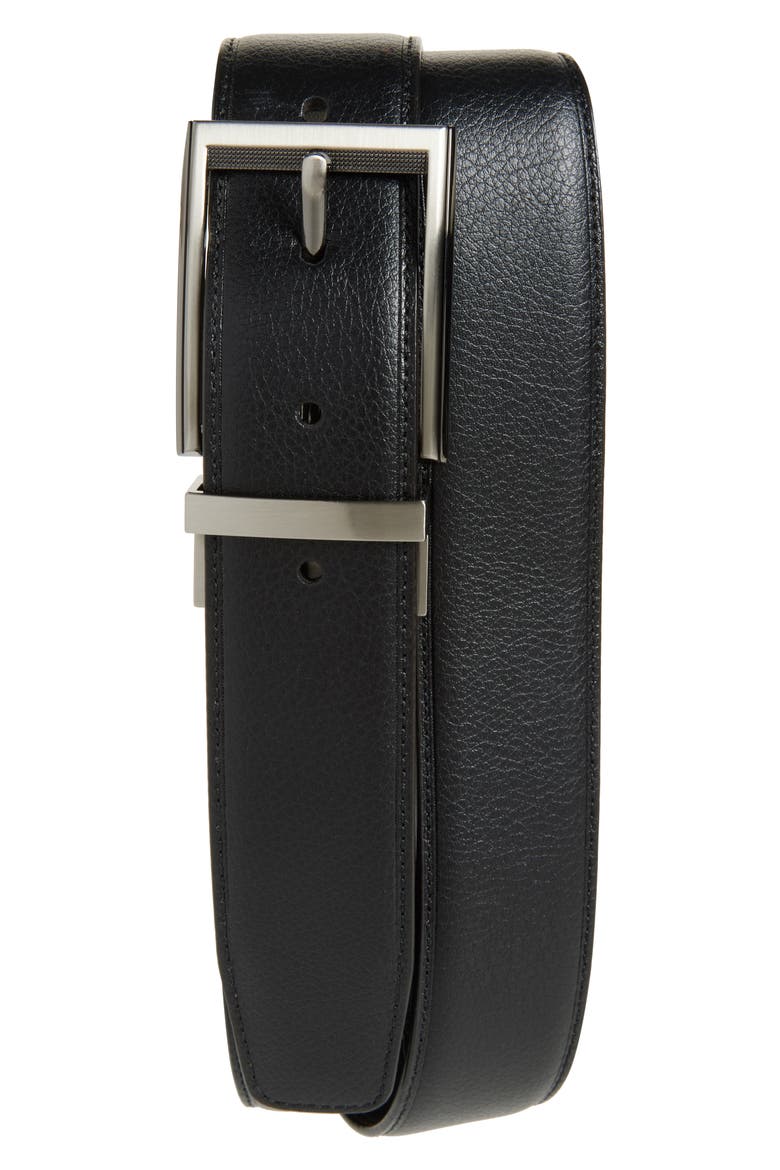 Feather Edge Leather Belt, Alternate, color, BROWN