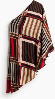 H&M One-shoulder Satin Cape Top