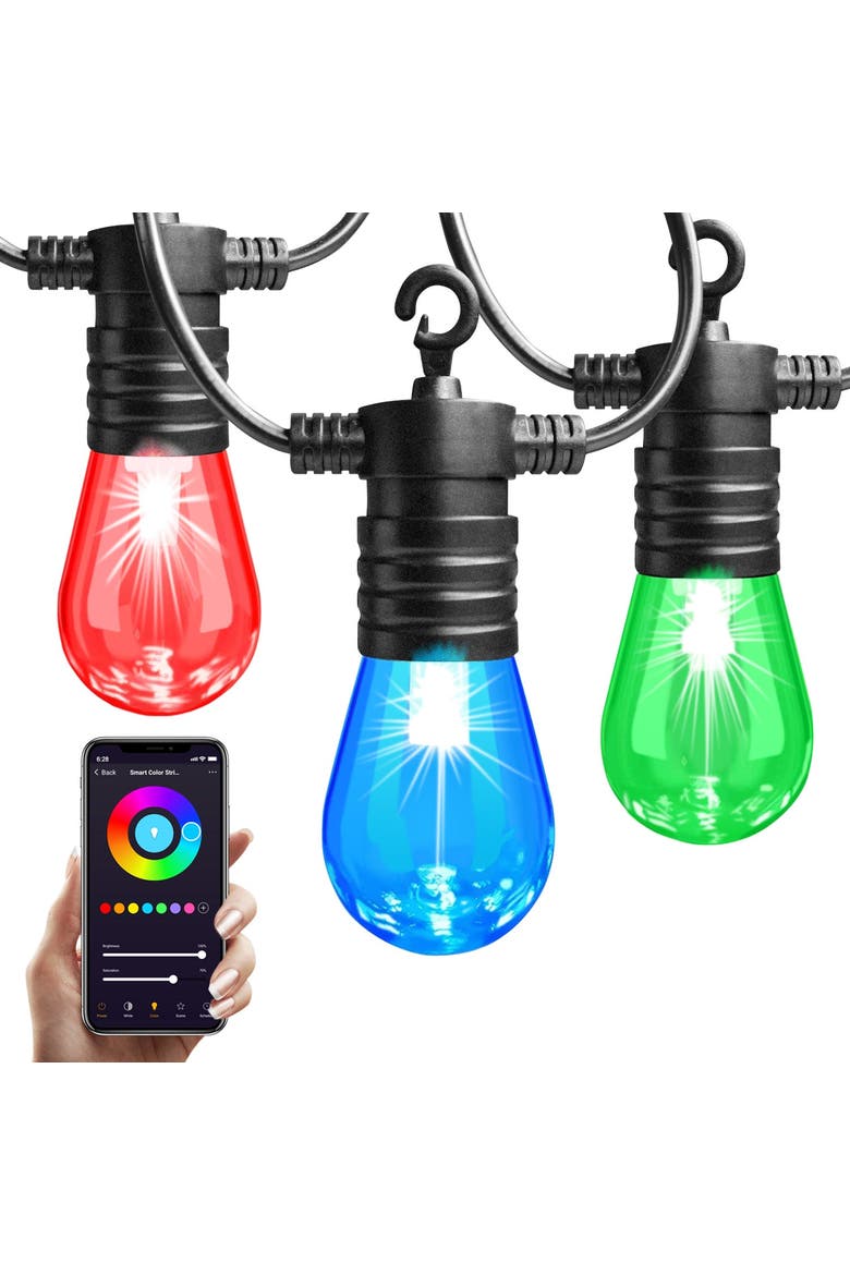 Smart Outdoor Patio Lights 48 ft String, Main, color, White
