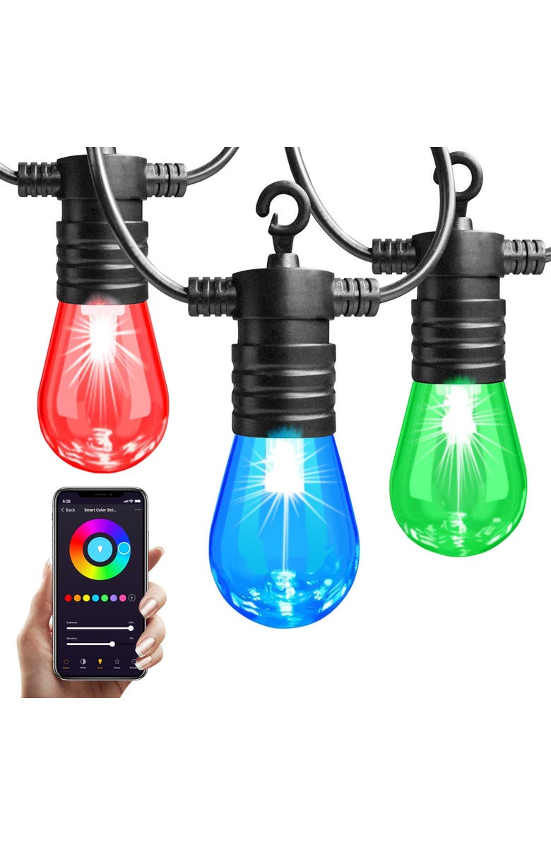 Eco4Life Smart Outdoor Patio Lights 48 ft String, Main, color, White