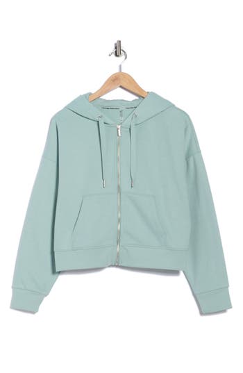 Calvin Klein Performance Zip Fleece Hoodie In Green