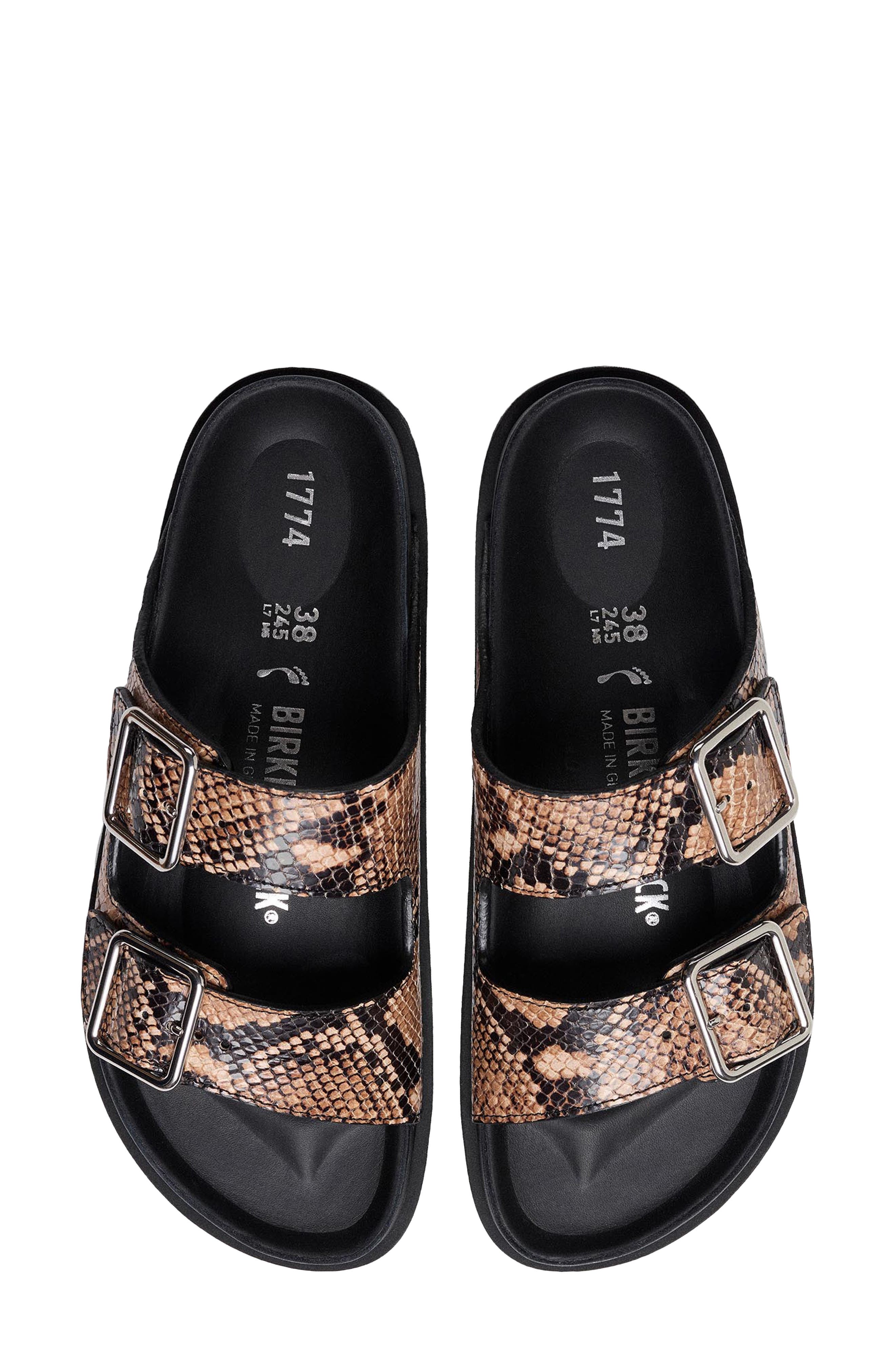 1774 BIRKENSTOCK Arizona Snakeskin Embossed Leather Buckle Slide Sandal, Alternate, color, 