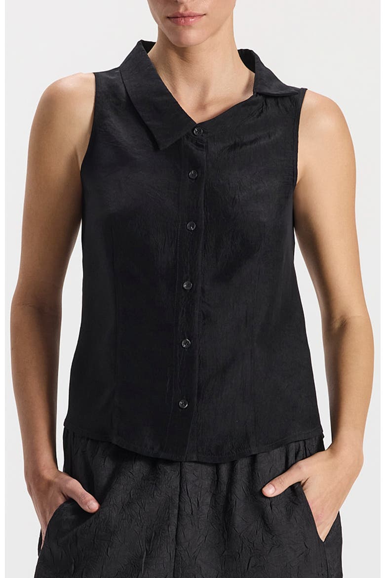Kim Sleeveless Button-Down Top, Main, color, Black