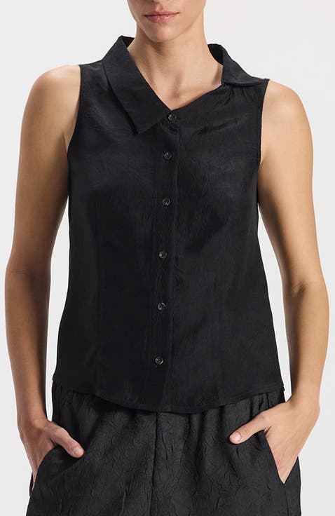 Kim Sleeveless Button-Down Top