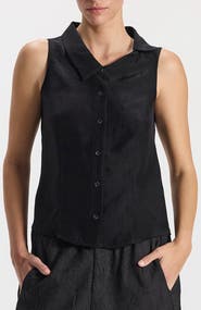 Ronen Chen Kim Sleeveless Button-Down Top