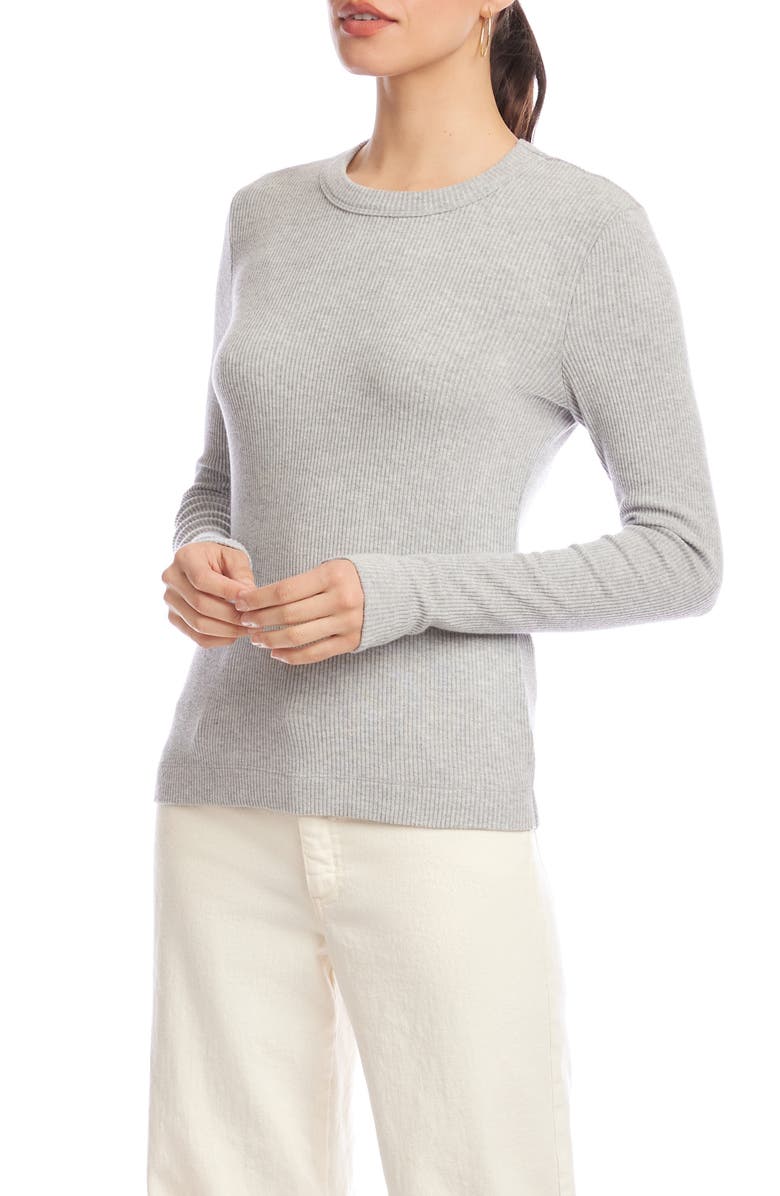 Karen Kane Long Sleeve Rib Top, Alternate, color, Heather Gray
