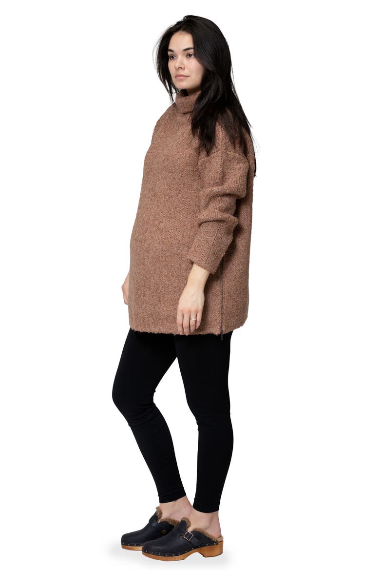 Lia Check Maternity/Nursing Sweater, Alternate, color, MOCHA