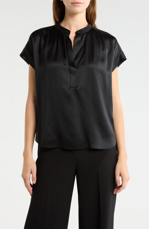 Shirred Detail Silk Top