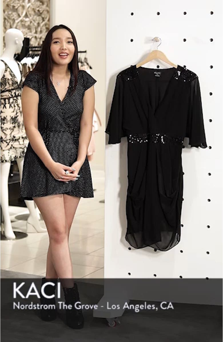 Sequin Wrap Front Dress, sales video thumbnail