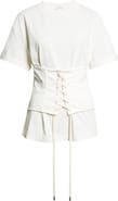 McQueen Cotton Jersey Corset T-Shirt