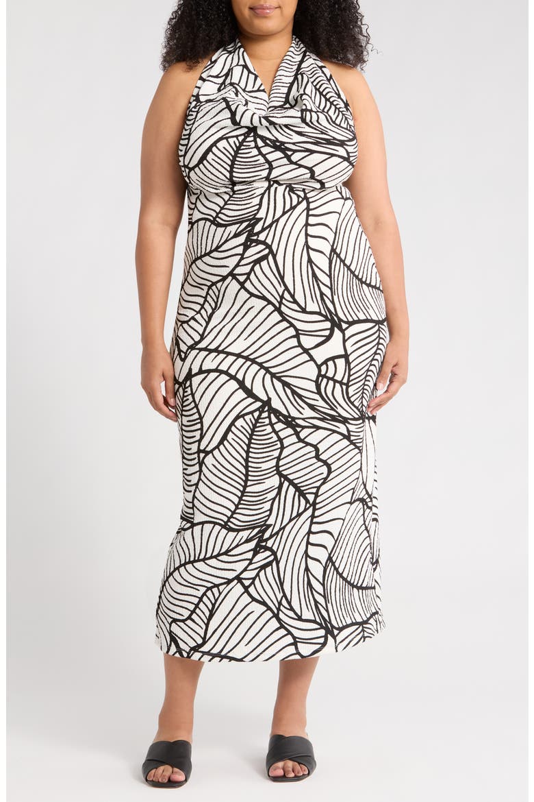 Halter Maxi Dress, Main, color, WHITE/ BLACK