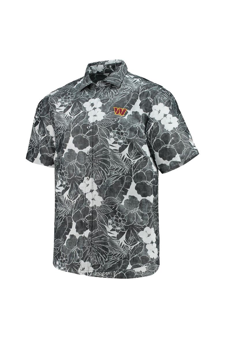 Men's Tommy Bahama Black Washington Commanders Coconut Point Playa Floral IslandZone Button-Up Shirt, Alternate, color, Black