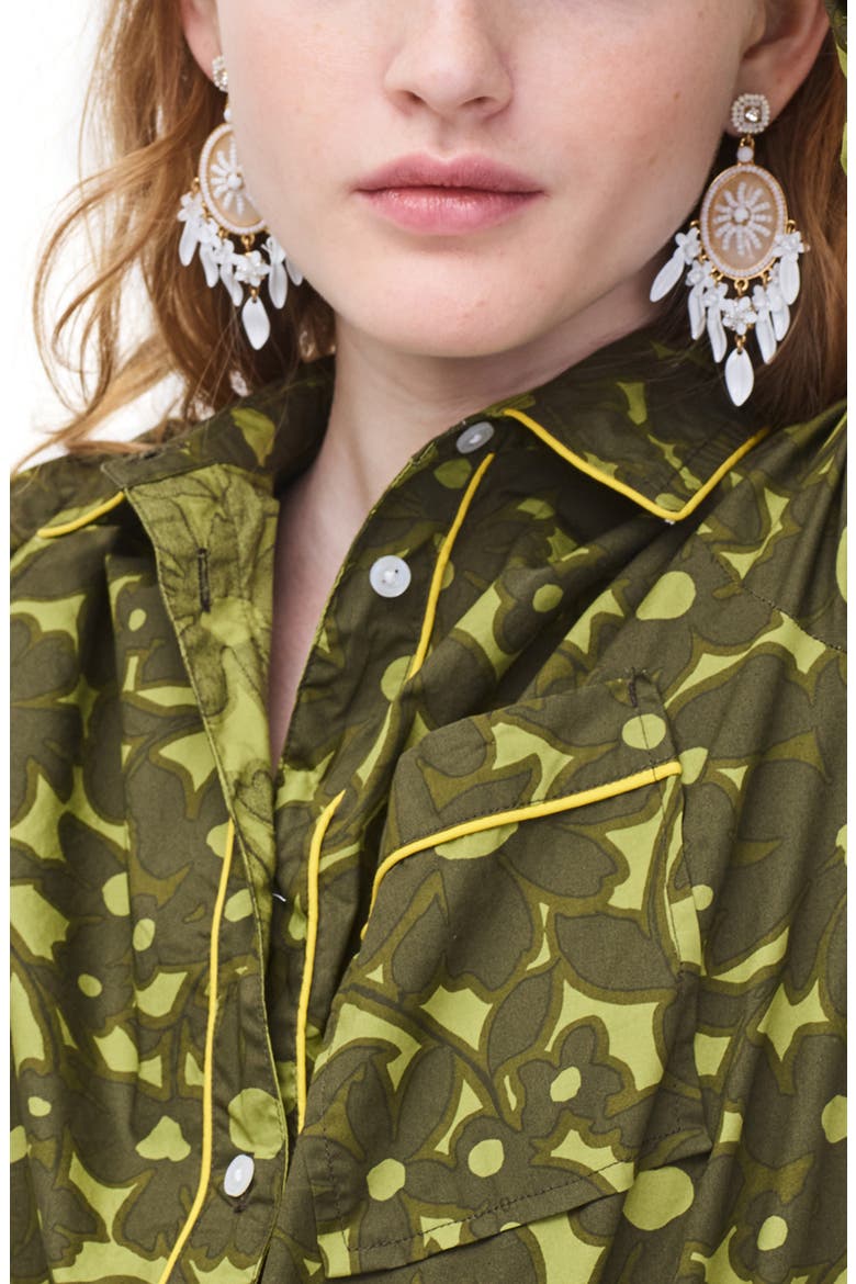 Camo Flowers Long Sleeve Button-Up Shirt, Alternate, color, GREEN OLIVE