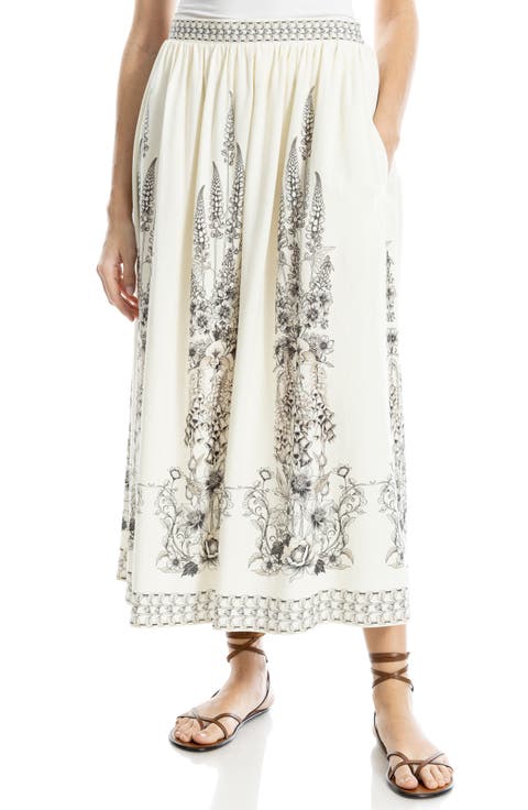 Border Print Maxi Skirt