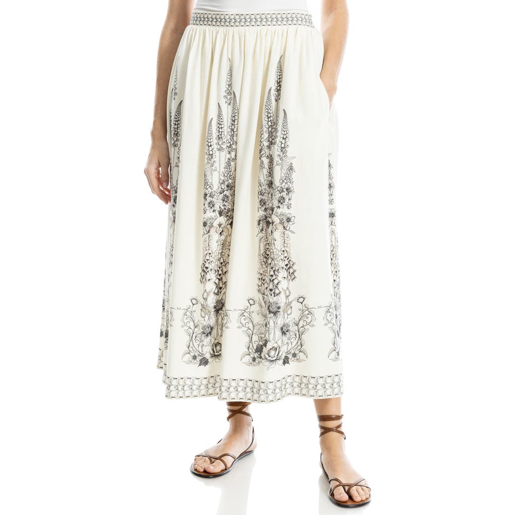 Max Studio Border Print Maxi Skirt In Natural/black