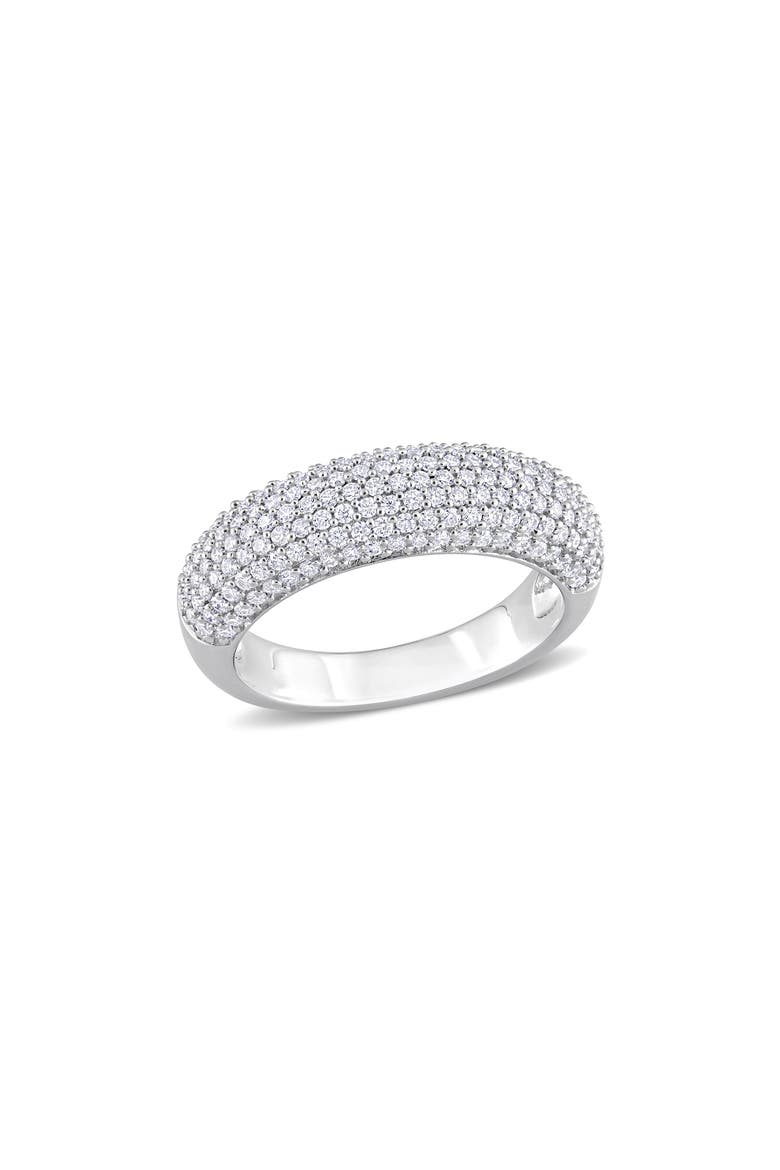 Sterling Silver Pavé Created Moissanite Ring, Main, color, SILVER