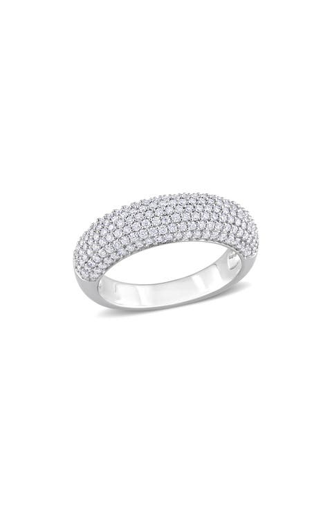 Sterling Silver Pavé Created Moissanite Ring