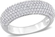 DELMAR Sterling Silver Pavé Created Moissanite Ring