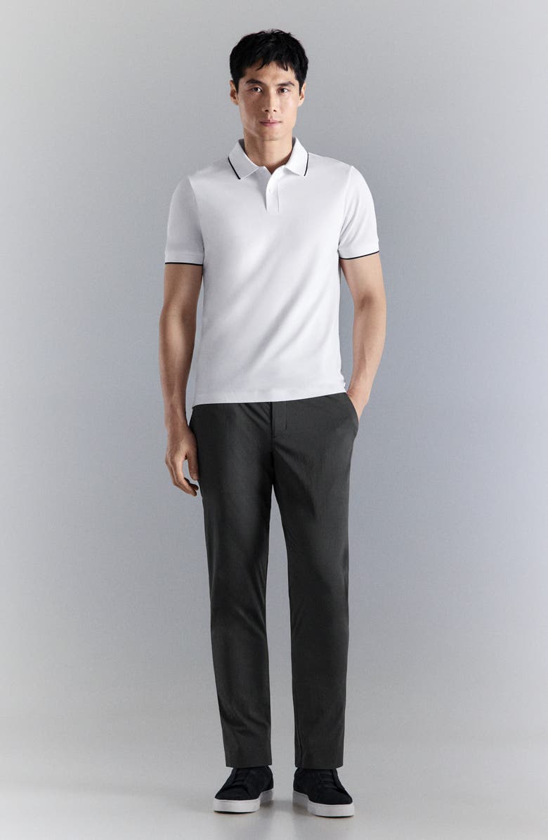 MANGO Comfort Stretch Tipped Piqué Polo, Alternate, color, White