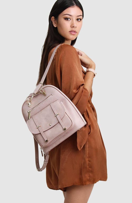 Belle & Bloom 5th Ave Leather Backpack In Dusty Pink