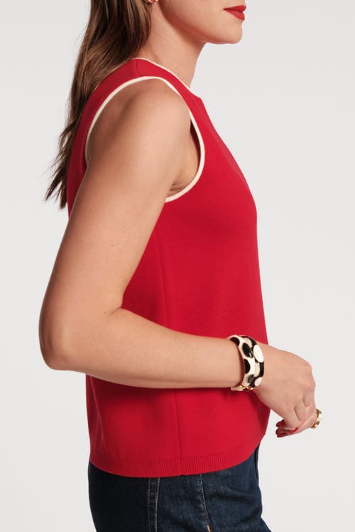 Frances Valentine Darling Shell Colorblock Piping In Red