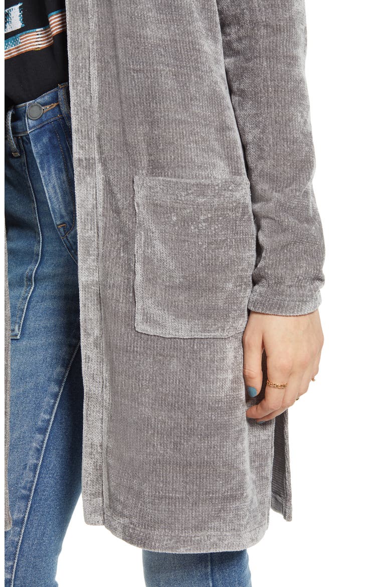 Chenille Longline Cardigan, Alternate, color, GREY