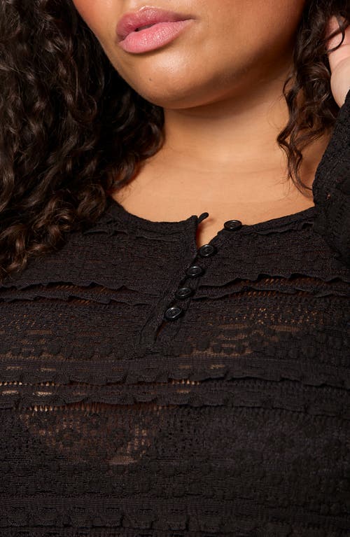 Sanctuary Lovely Lace Long Sleeve Shirt In Black