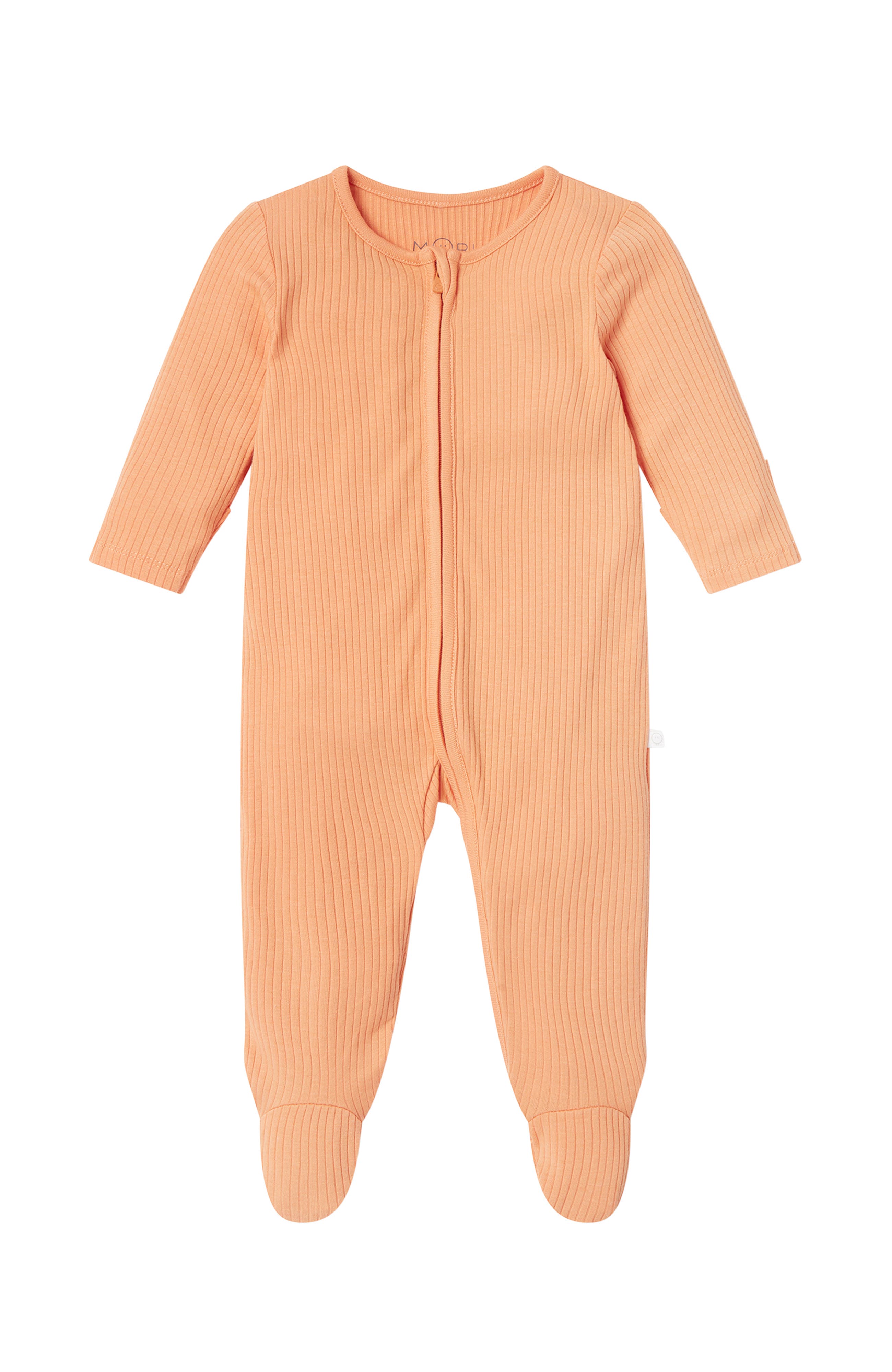 Mori Kids'  Ribbed Two Way Zip-up Sleepsuit In Orange