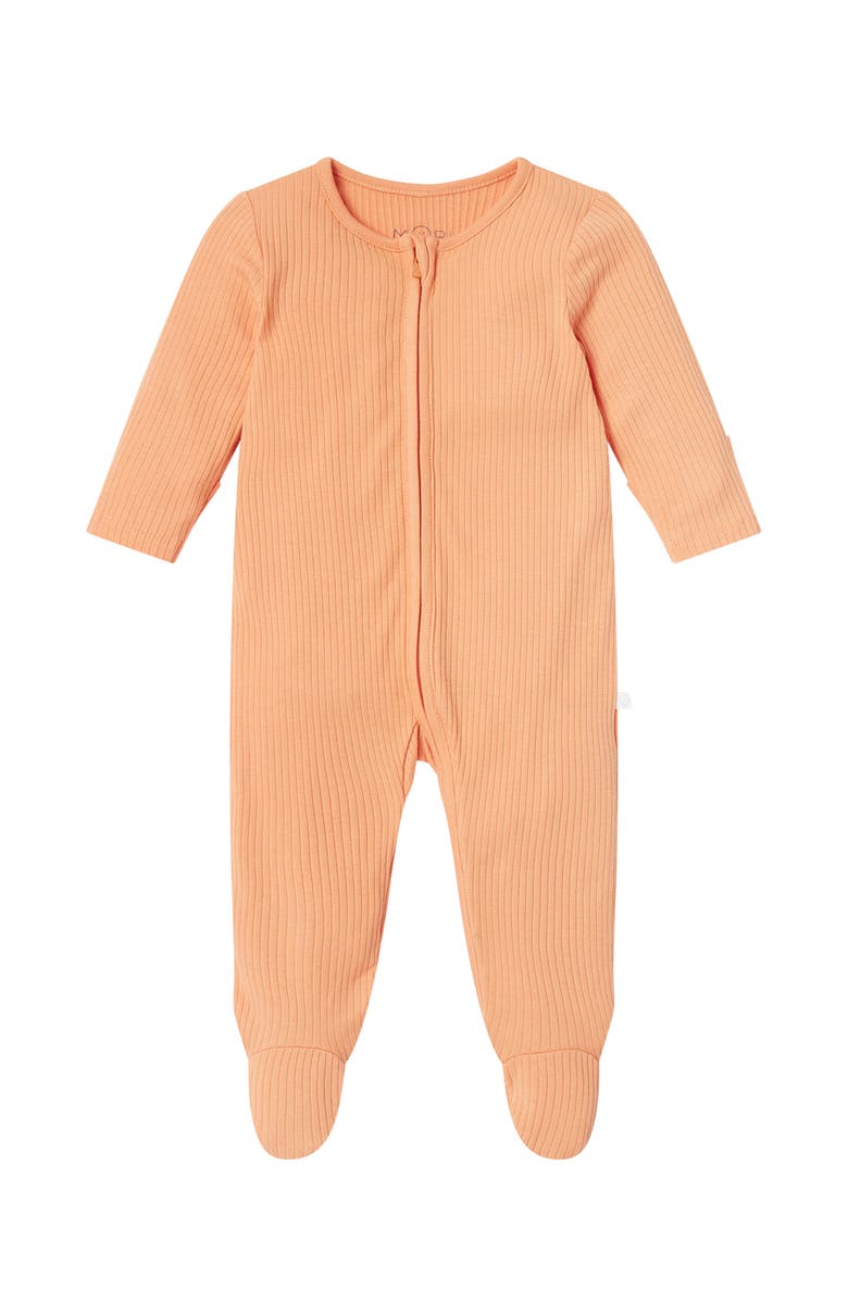 MORI Ribbed Two Way Zip-Up Sleepsuit, Main, color, Orange