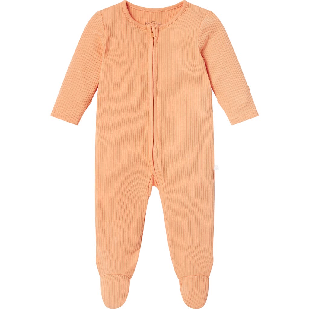 Mori Ribbed Two Way Zip-up Sleepsuit In Orange