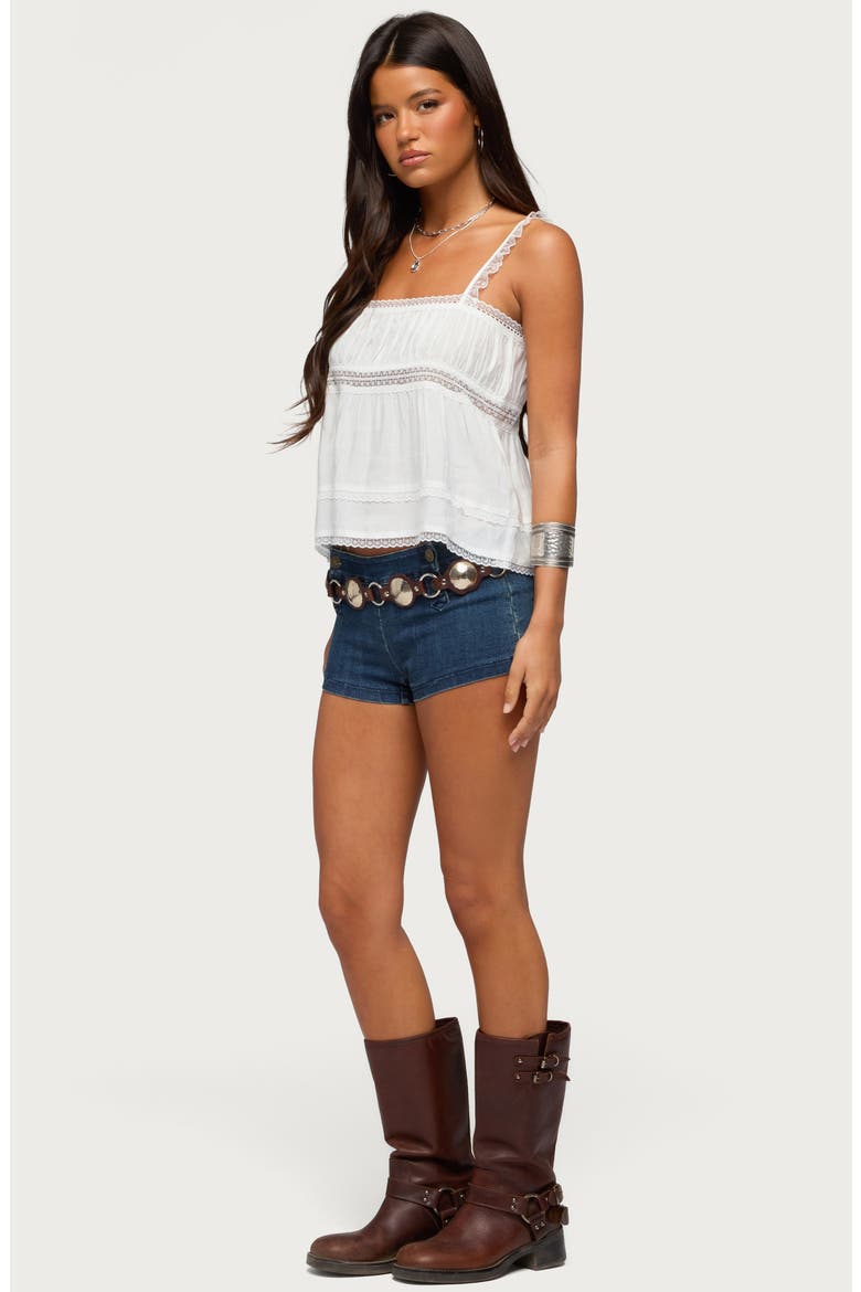Mable Lace Trim Tiered Babydoll Tank, Alternate, color, WHITE