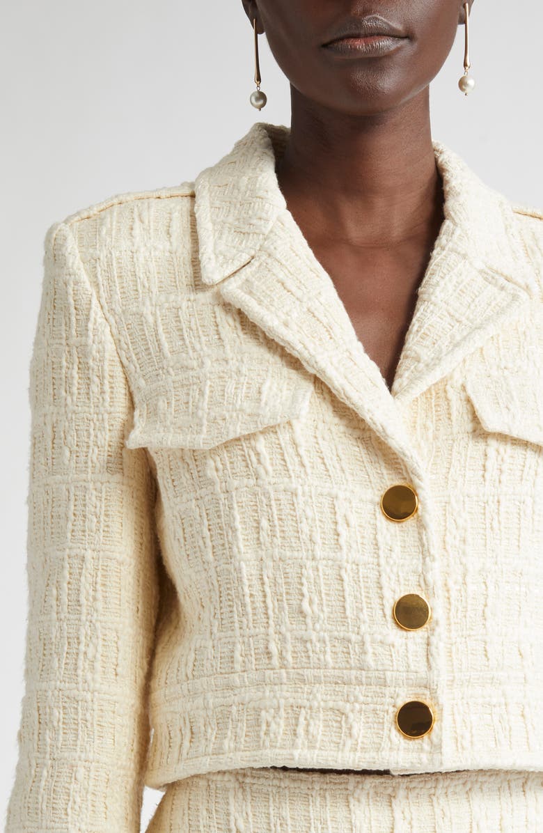 ST. JOHN Avery Tweed Crop Jacket, Alternate, color, Ecru