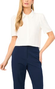 Halogen® Puff Sleeve Button-Up Top