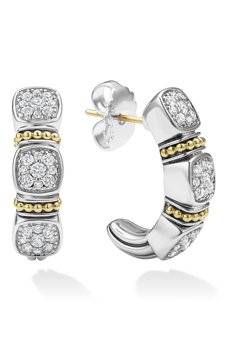 Rittenhouse Diamond Pavé Hoop Earrings , Main, color, SILVER