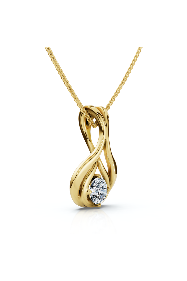 1/5Ct Solitaire Lotus Diamond Pendant 14k Gold 18" Necklace Lab Grown, Main, color, Yellow Gold