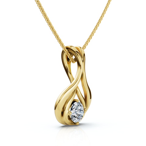 1/5Ct Solitaire Lotus Diamond Pendant 14k Gold 18" Necklace Lab Grown