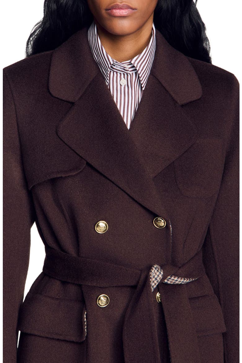 Double-faced check coat, Alternate, color, Brown